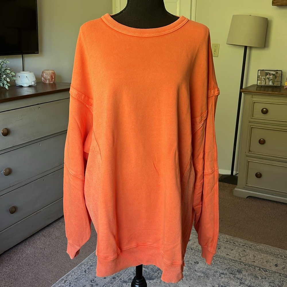 Aerie Keep it Light oversized crewneck sweatshirt, orange, new w/o tags size L